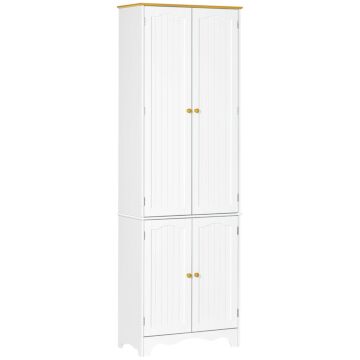 Homcom Freestanding 4-door Kitchen Cupboard, Storage Cabinet Organizer With 4 Shelves,white