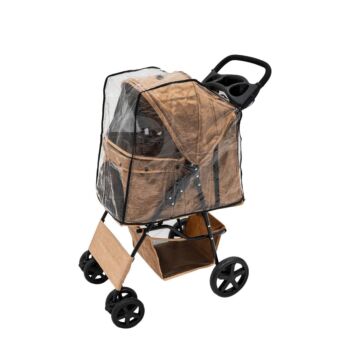 Pet Stroller With Rain Cover – Woven Beige