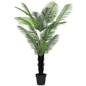 Homcom 175cm Artificial Areca Palm Tree With 16 Pe Leaves, Decorative Artificial Plant With Plastic Pot And Flocked Soil, Fake Plant For Home Office Decor, Green