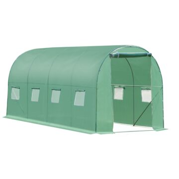 Outsunny 4x2 M Polytunnel Walk-in Greenhouse With Zip Door And Windows-green