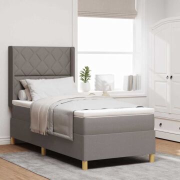 Vidaxl Box Spring Bed With Mattress Taupe 90x200 Cm Fabric