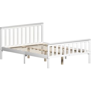 Milan Double Wooden Bed, High Foot, White