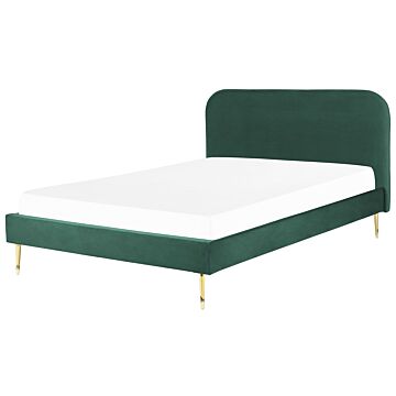 Bed Green Velvet Upholstery Eu Super King Size Golden Legs Headboard Slatted Frame 6 Ft Minimalist Design Beliani