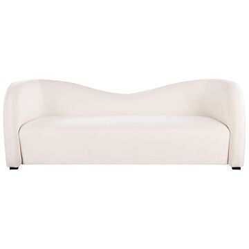 Sofa White Velvet 3 Seater Curved Shape Contemporary Design Modern Living Room Furniture Beliani