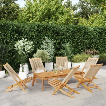 Vidaxl Folding Garden Chairs 6 Pcs Beige Solid Wood Acacia