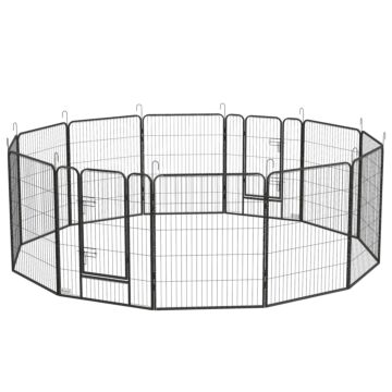 Pawhut Heavy Duty Puppy Play Pen, 12 Panels Pet Exercise Pet, Pet Playpen For Small, Medium And Large Dogs