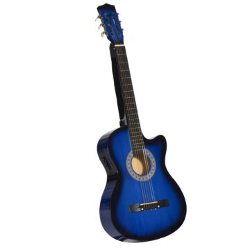 Homcom 38in Beginner Cutaway Acoustic Electric Guitar Premium Gloss Finish W/case