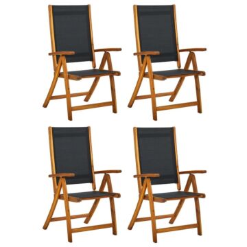 Vidaxl Folding Garden Chairs 4 Pcs Solid Wood Acacia And Textilene