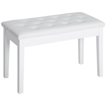 Homcom Pu Leather Upholstered Piano Stool Makeup Stool Bench Dressing Table Seat With Storage 76x36x50cm, White