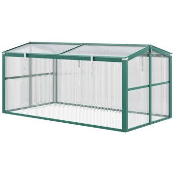 Outsunny Aluminium Polycarbonate Greenhouse Cold Frame Grow House, Openable Top For Flowers And Vegetables, 130x70x61cm