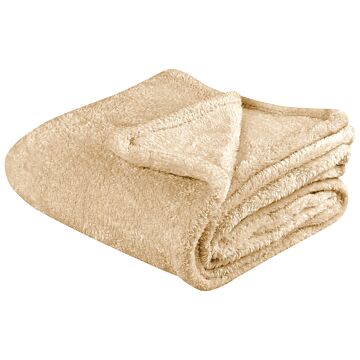 Blanket Sand Beige Faux Fur 125 X 150 Cm Teddy Bear Soft Fluffy Decorative Throw Cover Home Accessory Beliani