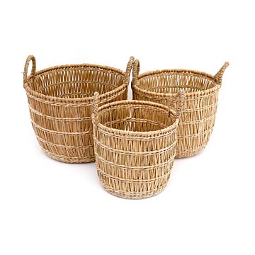 Set Of Three Dried Seagrass Baskets