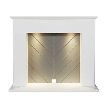 Adam Corinth Stove Fireplace In Pure White & Grey With Downlights, 48 Inch