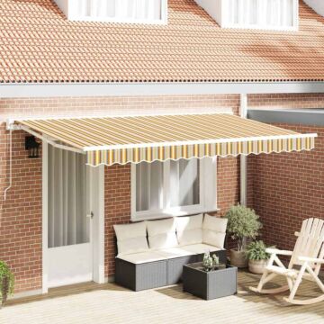 Vidaxl Retractable Awning Manual Yellow / Grey / White 400x200 Cm