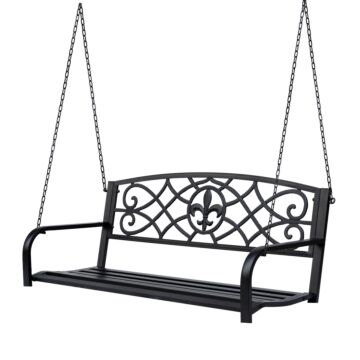 Outsunny Outdoor Porch Swing Seat Bench With Chains For The Yard, Deck, & Backyard, Black