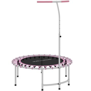 Sportnow 40" Fitness Trampoline, Mini Rebounder Trampoline For Adults With 5-level Adjustable Handle, Indoor Exercise Bungee Rebounder, Max Load 100kg, Purple