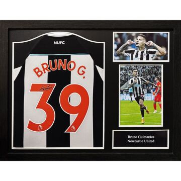 Newcastle United Fc Bruno Guimaraes Signed Shirt (framed)