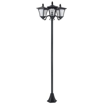 Outsunny 3-solar Powered Lamp Post, Ip44, 51.5lx47wx182.5h Cm-black