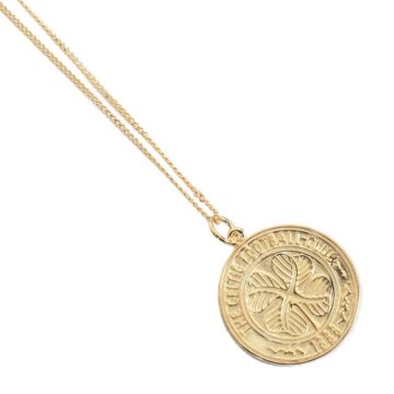 Celtic Fc 18ct Gold Plated On Silver Pendant & Chain