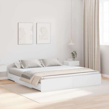 Vidaxl Storage Bed Frame With Drawer With Headboard With Storage White 200 X 200 Cm