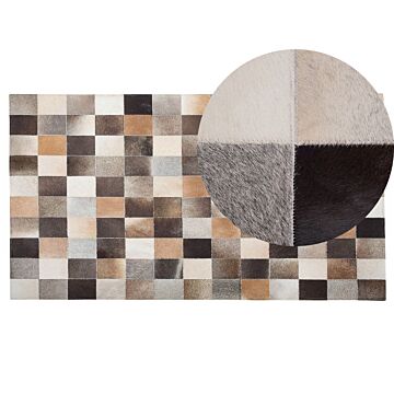 Area Rug Multicolour Cowhide Leather 200 X 300 Cm Rectangular Patchwork Handcrafted Beliani