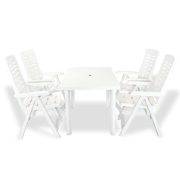 Vidaxl 5 Piece Outdoor Dining Set Plastic White