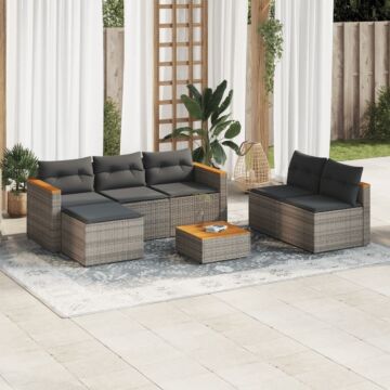 Vidaxl 5 Piece Garden Sofa Set With Cushions Grey Poly Rattan Acacia