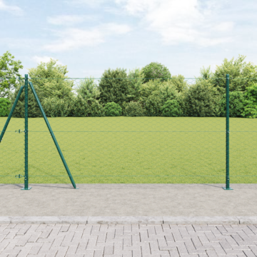 Vidaxl Hexagon Fence Green 1.2x50 M Steel, Vidaxl Fence Posts With Base Plates 13 Pcs Ø32mm 68.5cm Galvanised Steel