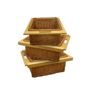 3 X Pull Out Wicker Kitchen Baskets 500mm