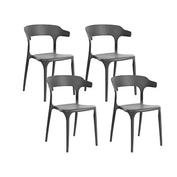 Set Of 4 Garden Chairs Dark Grey Polypropylene Lightweight Weather Resistant Plastic Indoor Outdoor Modern Beliani