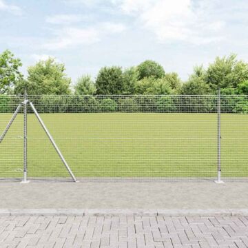 Vidaxl Welded Wire Fence With 13 Flanged Posts 1x50 M Galvanised Steel