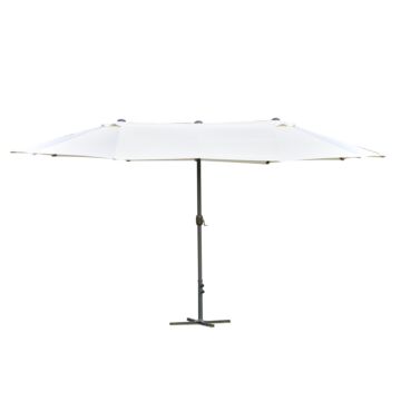 Outsunny 4.6m Garden Parasol Double-sided Sun Umbrella Patio Market Shelter Canopy Shade Outdoor With Cross Base – Off White