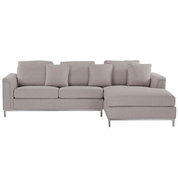 Corner Sofa Beige Fabric Upholstered L-shaped Left Hand Orientation Beliani