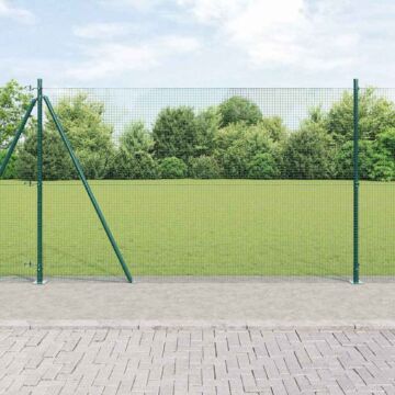 Vidaxl Welded Wire Fence With 13 Flanged Posts Green 1.4x50 M Steel