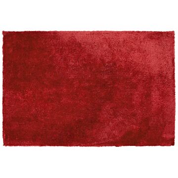 Shaggy Area Rug Red Cotton Polyester Blend 200 X 300 Cm Fluffy Dense Pile Beliani