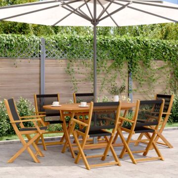 Vidaxl Folding Garden Chairs 6 Pcs Black Solid Wood Acacia