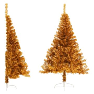 Vidaxl Artificial Half Christmas Tree With Stand Gold 120 Cm Pet