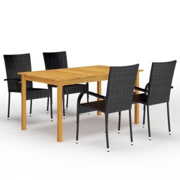 Vidaxl 5 Piece Garden Dining Set Black