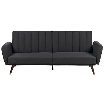 Sofa Bed Black Fabric Upholstered Sleeper Convertible Elegant Glam Modern Living Room Bedroom Beliani