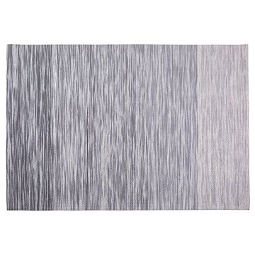 Rug Grey Wool And Polyester 140 X 200 Cm Hand Woven Modern Design Beliani