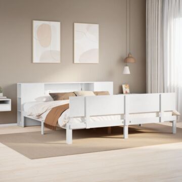 Vidaxl Bookcase Bed Without Mattress White 180x200 Cm Super King Solid Wood Pine