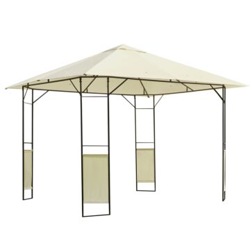 Outsunny 3 X 3 M Garden Metal Gazebo For Party And Bbq W/ Water-resistant Pe Canopy Top, Cream