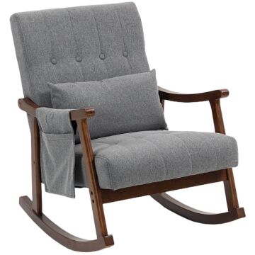 Homcom Wood Frame Rocking Accent Chair - Grey