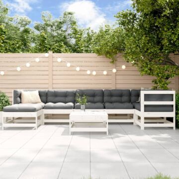 Vidaxl 8 Piece Garden Lounge Set White Solid Wood Pine