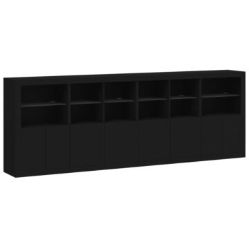 Vidaxl Sideboard With Led Lights Black 283x37x100 Cm