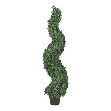 Artificial Potted Spiral Tree Green Plastic Leaves Material Metal Construction 120 Cm Decorative Indoor Outdoor Garden Accessory Beliani