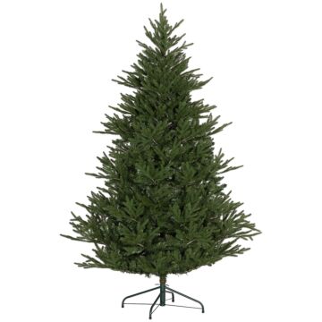 Homcom 6ft Artificial Christmas Tree With 2380 Tips, Metal Base, Realistic Hinged Xmas Tree, Easy To Assemble, Green