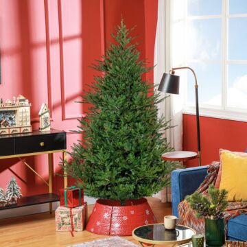 Homcom 6ft Artificial Christmas Tree With 2380 Tips, Metal Base, Realistic Hinged Xmas Tree, Easy To Assemble, Green
