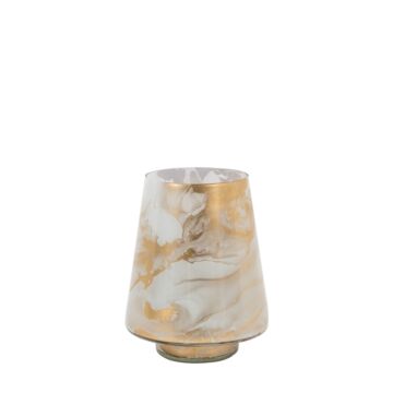 Marbled Hurricane Small Gold White Candle Holder