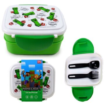 Bento Clip Lock Lunch Box With Cutlery - Minecraft Creeper & Tnt